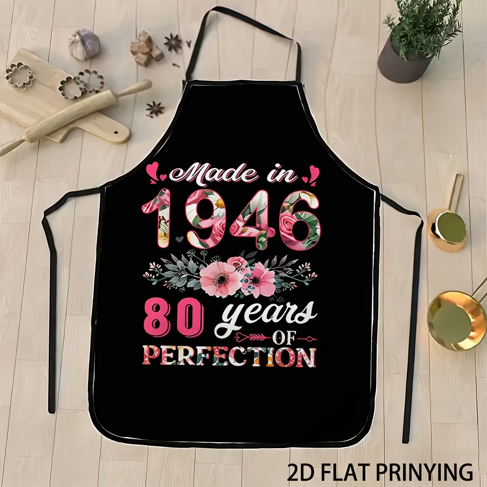 Home Cooking Meals - Önlük, 80. Yaş Günü Çiçek Desenli,